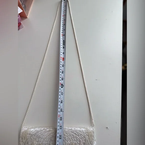 Vintage White Beaded Satin Clutch Purse | Pearl Evening Bag Bridal Prom 90s Y2K - Picture 9 of 9